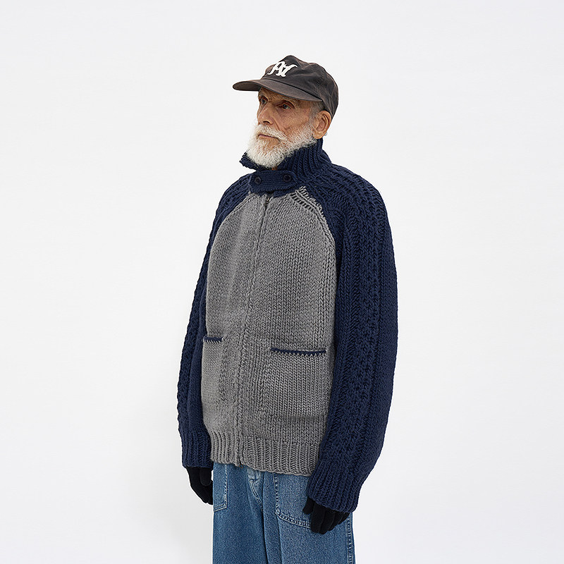 高领纯羊毛针织夹克 韩国正品 PARTIMENTO 挺括廓形保暖毛衣外套