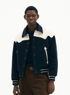 男女同款PU皮拼接外套 韩国正品PARTIMENTO 25秋冬休闲棒球服夹克