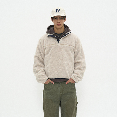 毛绒保暖立领小众半开衫上衣