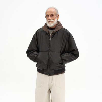 美式复古休闲双向拉链棒球夹克