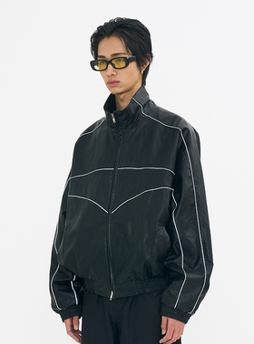 明星同款 韩国正品 PARTIMENTO 2024春男复古滚珠发光皮衣外套