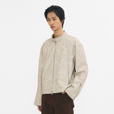 PARTIMENTO立领春秋夹克皮革