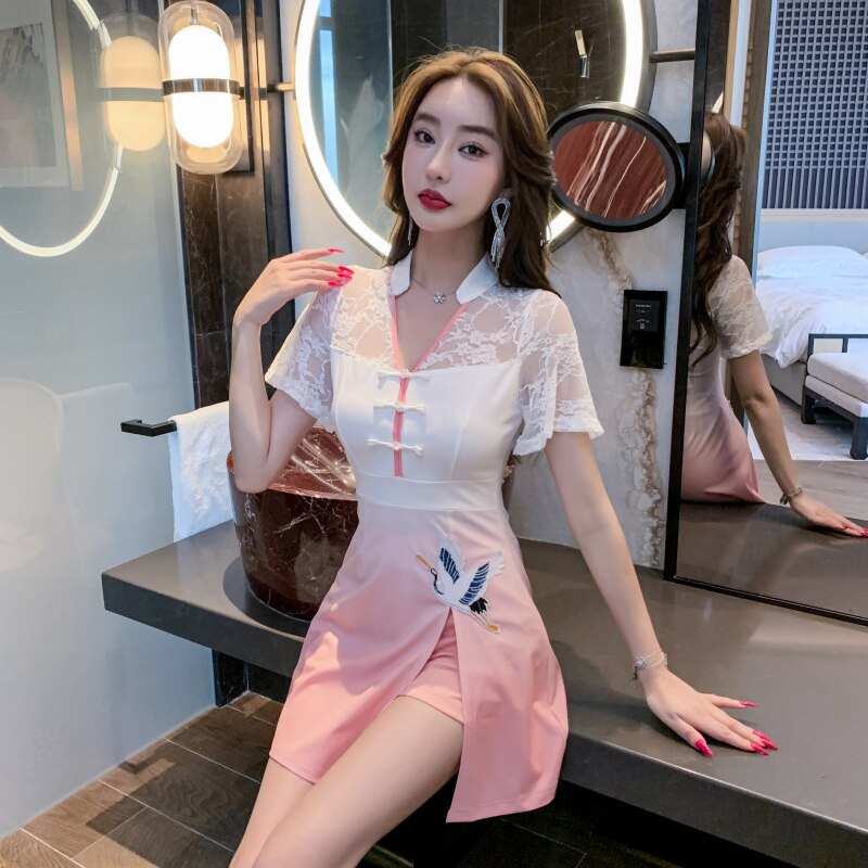 气质夜场女装性感低胸桑拿连衣裙显瘦洗浴小姐足浴足疗技师工作服