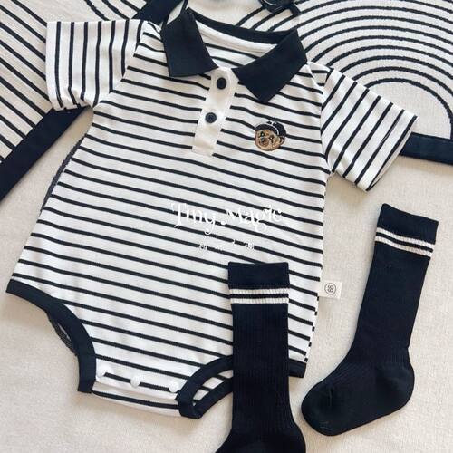 Polo衫男宝宝夏季爬服薄款连体衣