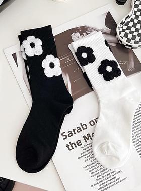 袜子女春秋款2024新款爆款白色袜子jk百搭学院风黑色袜子中筒袜