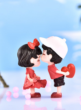 新款运动情侣微景观桌面DIY装饰配件 少女心可爱运动帽情侣小摆件
