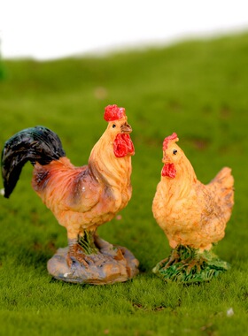 仿真公鸡母鸡动物苔藓微景观装饰DIY摆件造景装饰品迷你多肉配饰