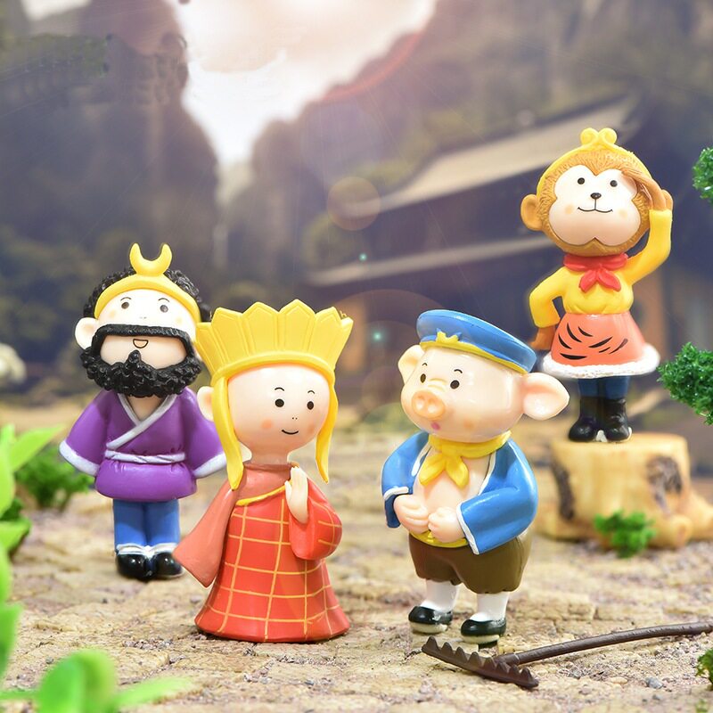서쪽으로의 여행 마이크로 풍경 분재 즙이 많은 장식품 플라스틱 SUN WUKONG TANG MONK 돼지 BAJIE SHA MONK 장식
