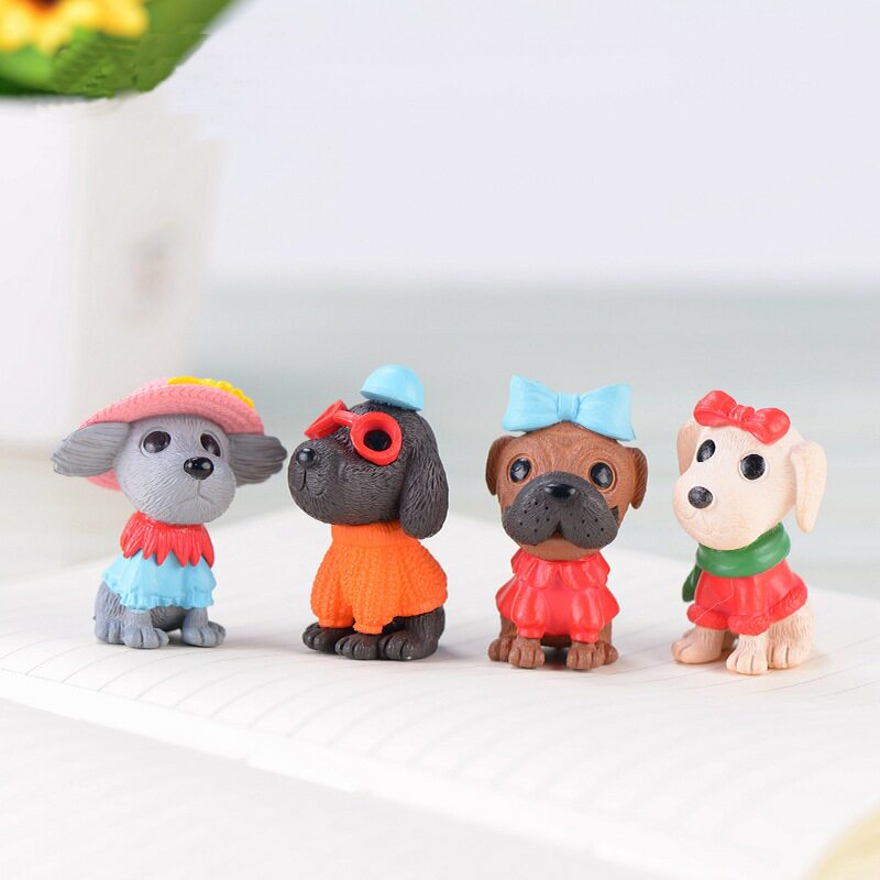 유행 귀여운 강아지 장식품 분재 즙이 많은 마이크로 풍경 DIY 장신구 방 동물 수지 공예
