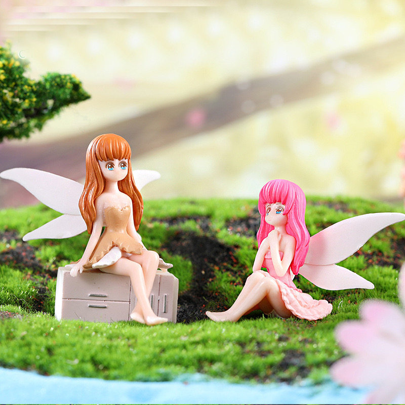 새로운 귀여운 꽃 요정 마이크로 풍경 플라스틱 원예 장식품 데스크탑 DIY 생일 케이크 장식 공예품