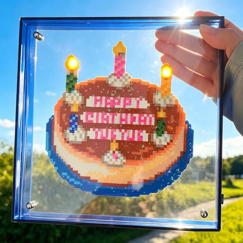 克莱因蓝亚克力拼豆画框彩色创意生日蛋糕造型相框手工diy展示架