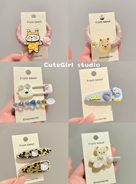 Cutegirl studio韩国东大门可爱醋酸蝴蝶结KT猫发夹刘海夹发绳
