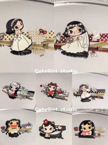Cutegirl studio韩国新款小玉婚纱刘海夹波点一字夹原创掰掰夹子