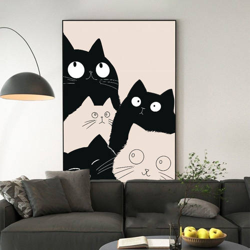 抽象猫咪个性装饰画挂画现代简约