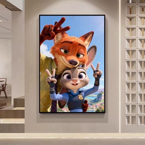 迪士尼疯狂动物城2挂画尼克朱迪