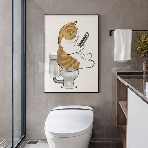 卫生间客厅可爱猫咪装饰画挂画