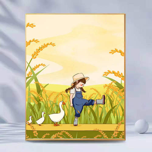 现代简约治愈系乡村景色装饰画