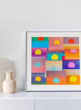 安迪沃霍尔挂画艺术作品抽象日出