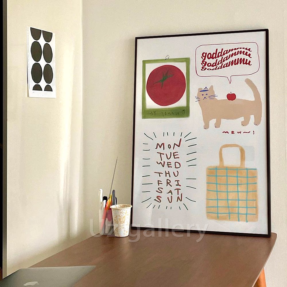 ins装饰画可爱猫咪家居挂画现代简约白色调客厅墙壁简易桌面摆件