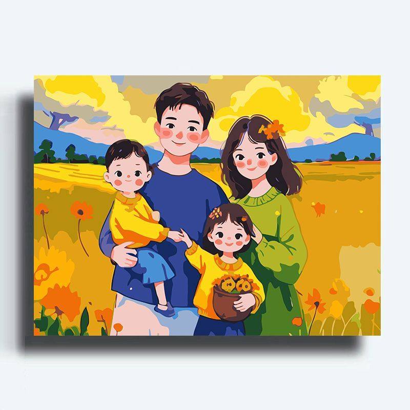 一家人温馨治愈氛围感装饰画挂墙图片