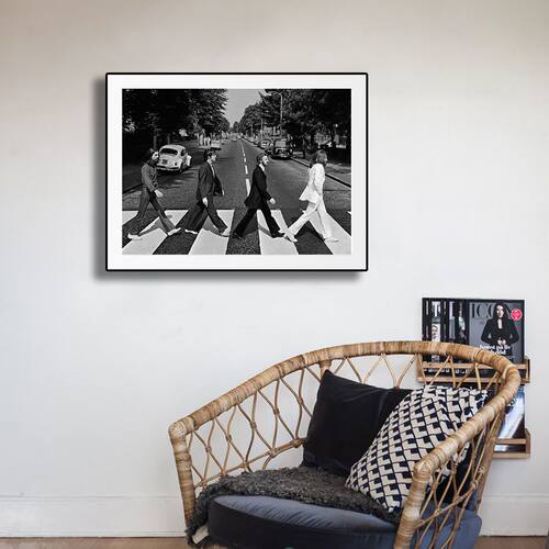 甲壳虫乐队挂画壁画经典照片黑白