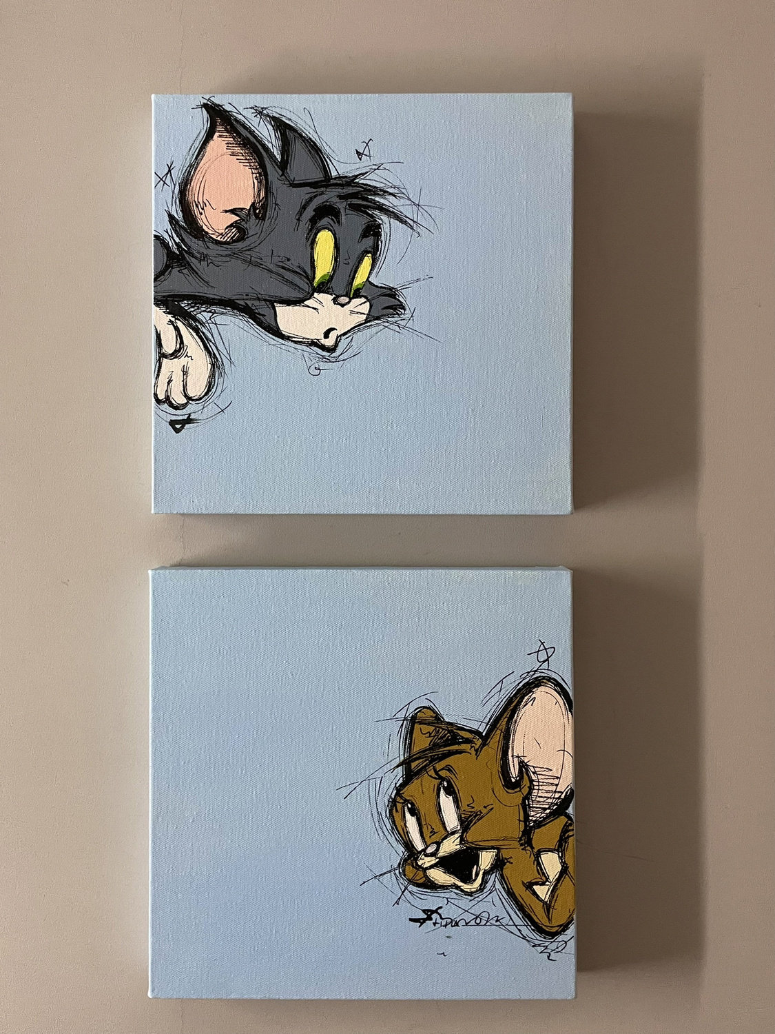 猫和老鼠卡通汤姆杰瑞挂画书房卧室客厅动漫儿童房潮流艺术装饰画