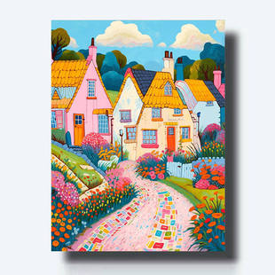 多巴胺奶油风治愈系风景装饰画挂画走廊过道客厅背景卧室床头壁画