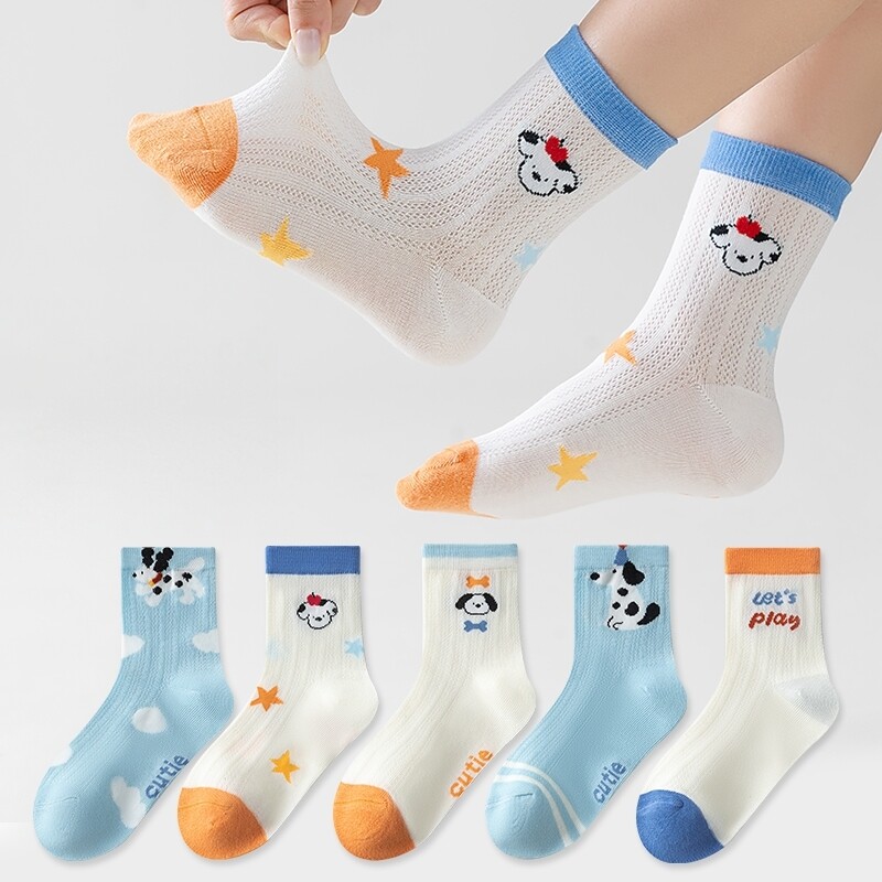 夏季儿童袜子薄款卡通袜男童女童洋气袜子宝宝童袜春夏网眼中筒袜