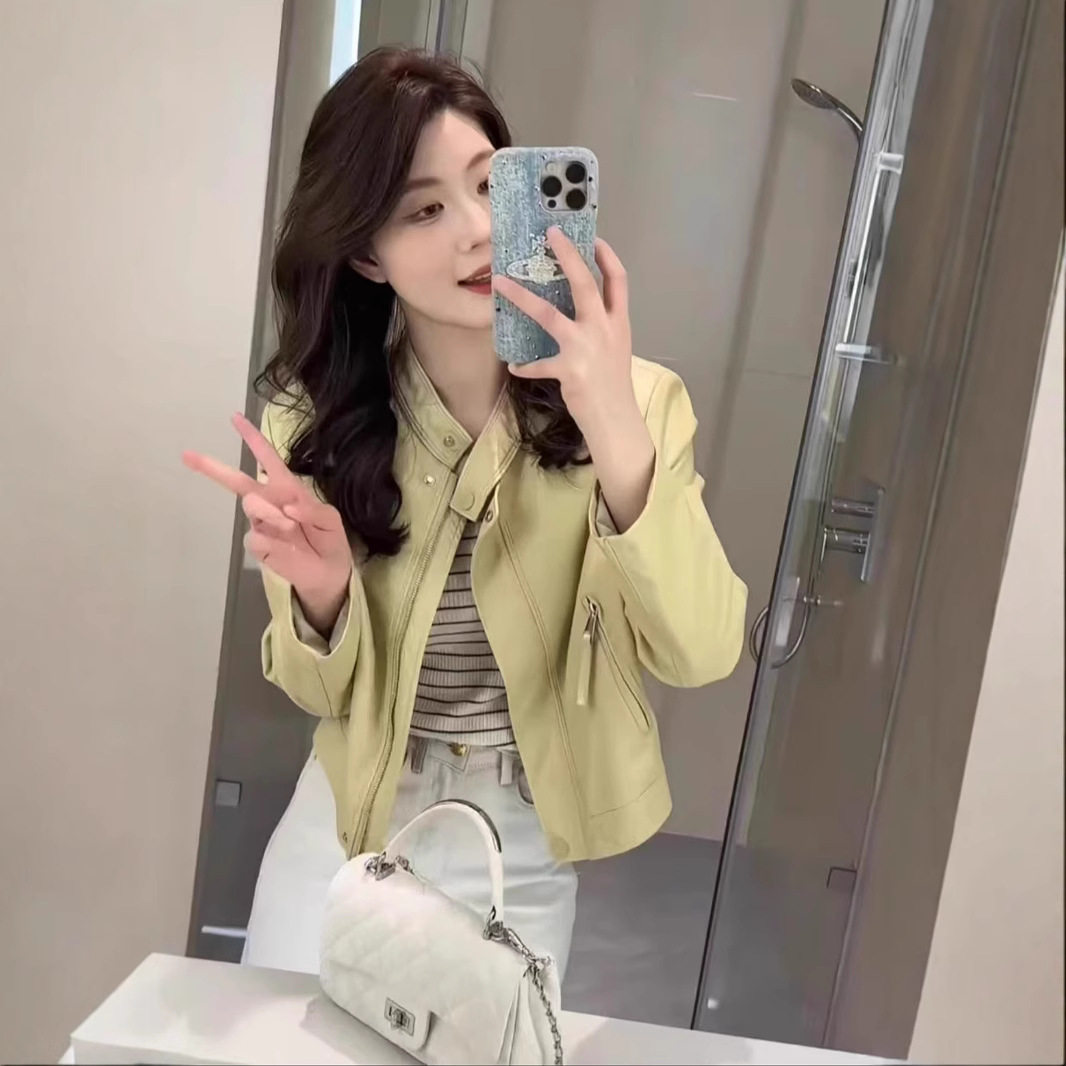 皮衣外套女短款2025春装新款高级感气质立领休闲pu皮夹克机车夹克