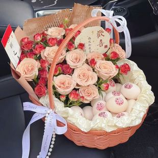 手提月子鸡蛋花篮DIY手提鸡蛋花篮材料送闺蜜月子手拎花篮送产妇