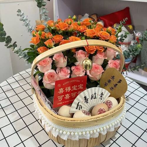 手工木编藤编月子篮提篮