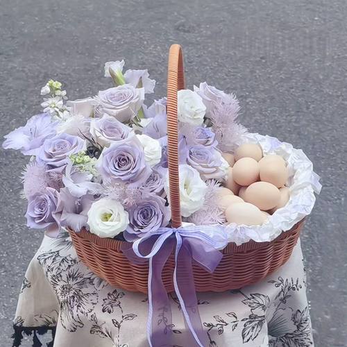 田园手工藤编手提篮月子鸡蛋花篮