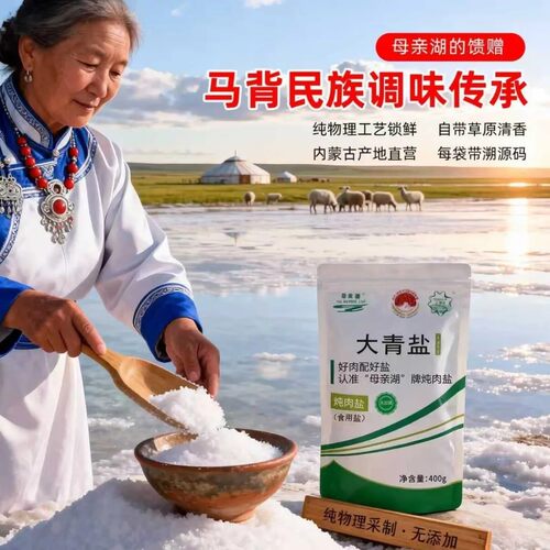 母亲湖大青盐炖肉盐400g*50袋整件草原湖盐大颗粒母亲湖炖肉盐