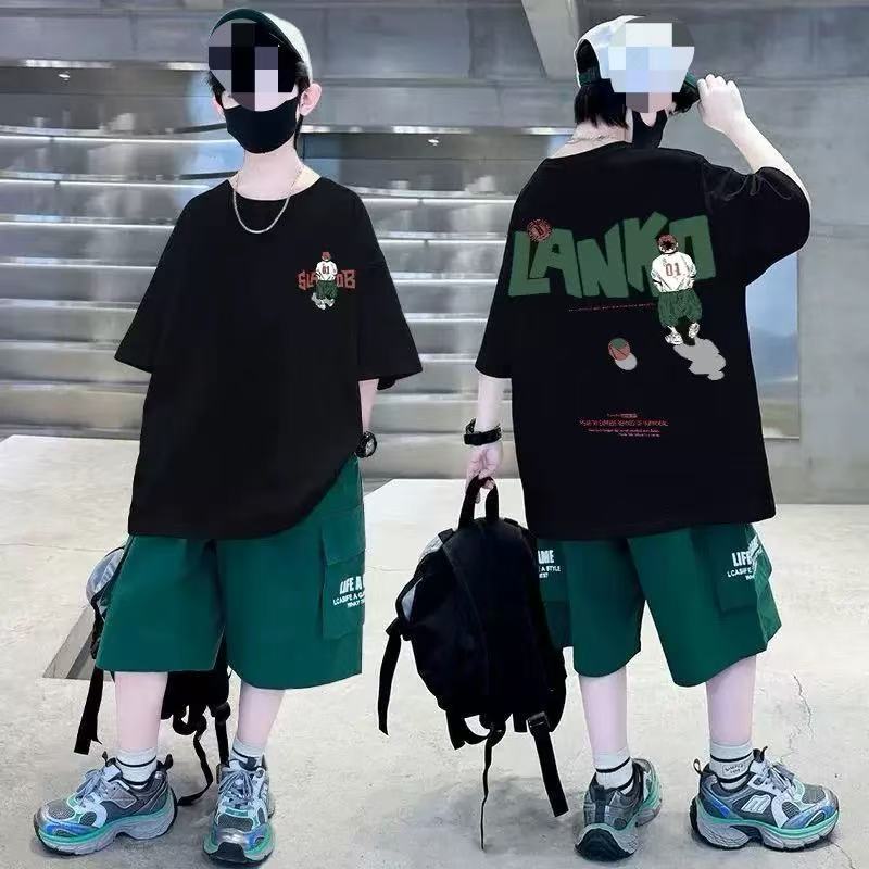 夏季新款男童透气短袖运动套装