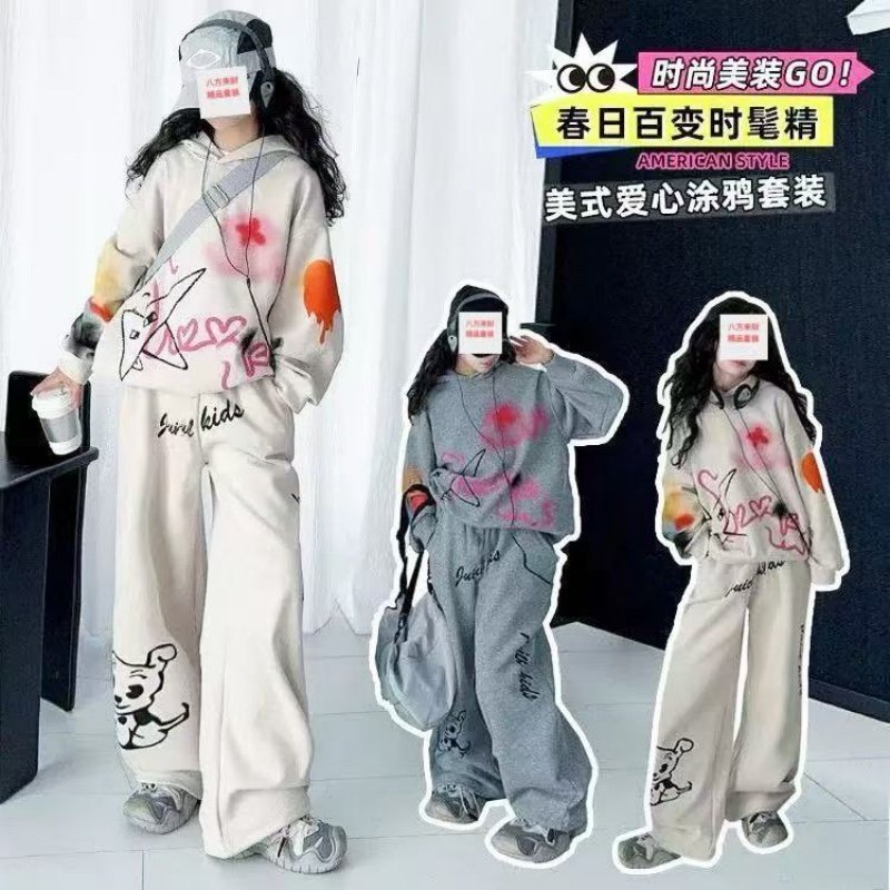 儿童2026新款春秋穿搭设计感套装女童阔腿裤中大童时尚宽松两件套