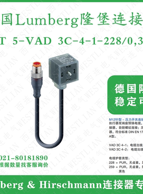 lumberg德国隆堡电磁阀连接器RST 5-VAD 3C-4-1-228/0,6 M