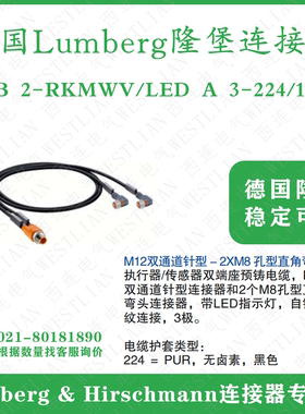 德国lumberg隆堡双通道连接线ASB 2-RKMWV/LED A 3-224/1 M