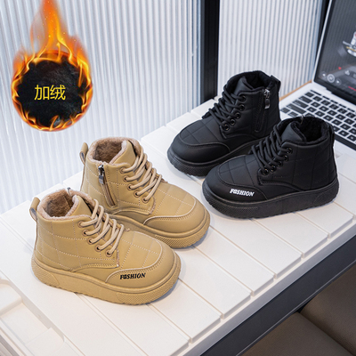 儿童加绒短靴二棉男童棉鞋女童鞋