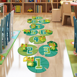 幼儿园教室走廊数字游戏跳格子跳房子开学地贴纸儿童房间地面贴画