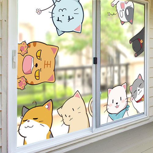 玻璃门小学文化墙个性卡通贴纸
