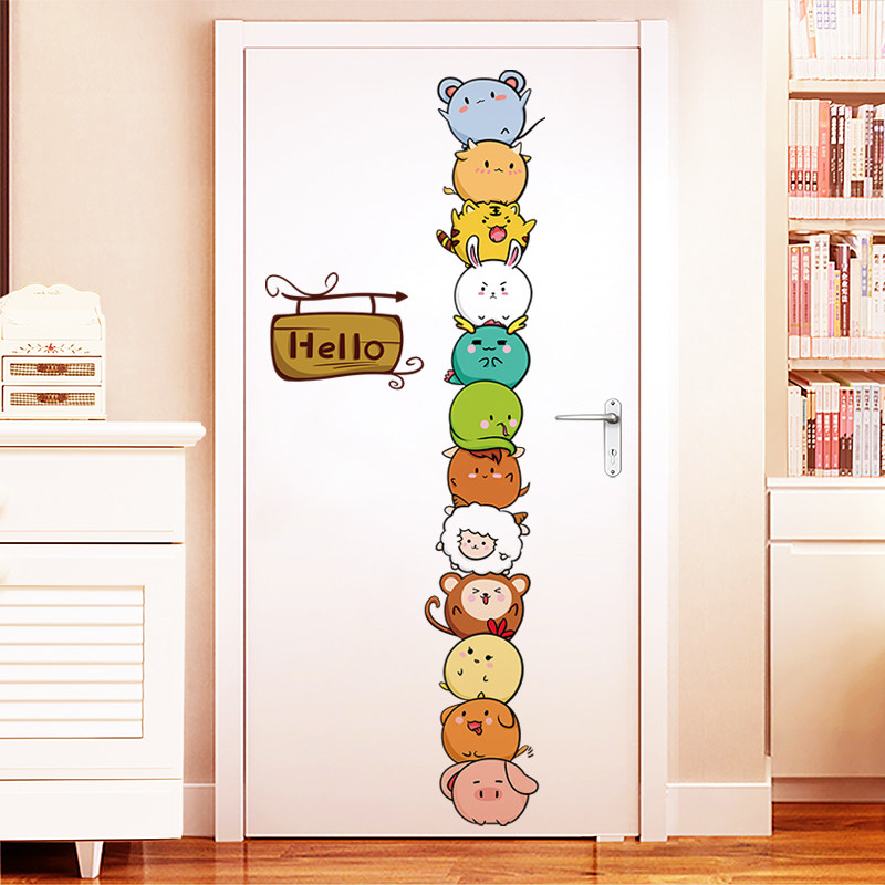 儿童房间卡通创意门上墙贴画装饰布置卧室衣柜子门贴纸自粘墙壁纸