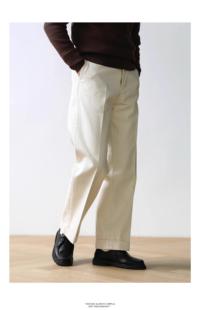 男士秋冬咔叽百搭工装裤美式复古宽松直筒阔腿裤男西裤休闲长裤潮