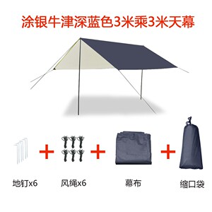 莫崎野外户外露营防雨防晒遮阳棚涂银黑胶天幕帐篷
