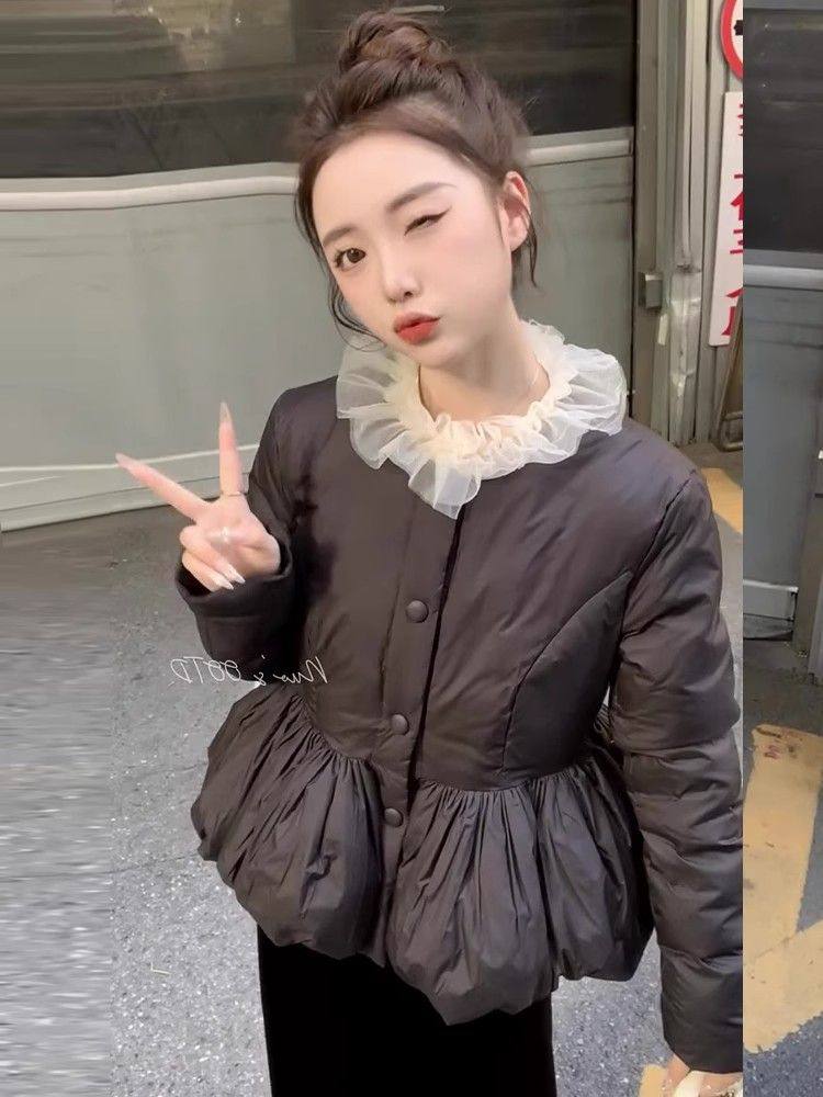 法式气质花苞收腰棉服外套女20棉衣/棉服