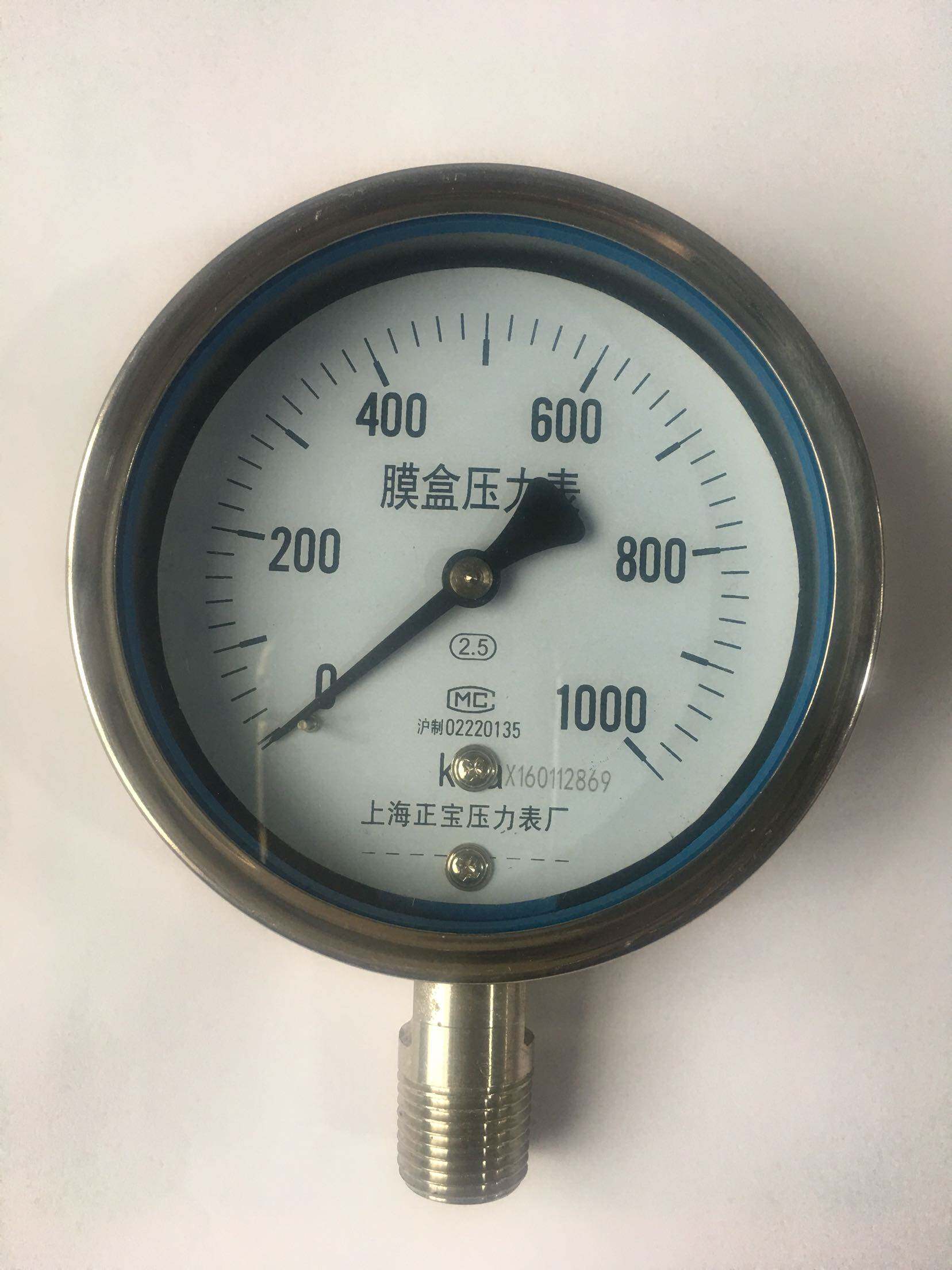 ye100bf不锈钢膜盒压力表0-1000kpa 600kpa 400kpa200kpa250kpa