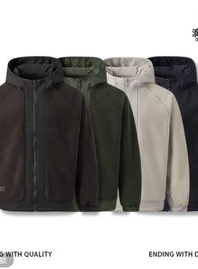 滴滴小新-冬季加厚设计款摇粒绒连帽外套保暖软壳棉服DM58606