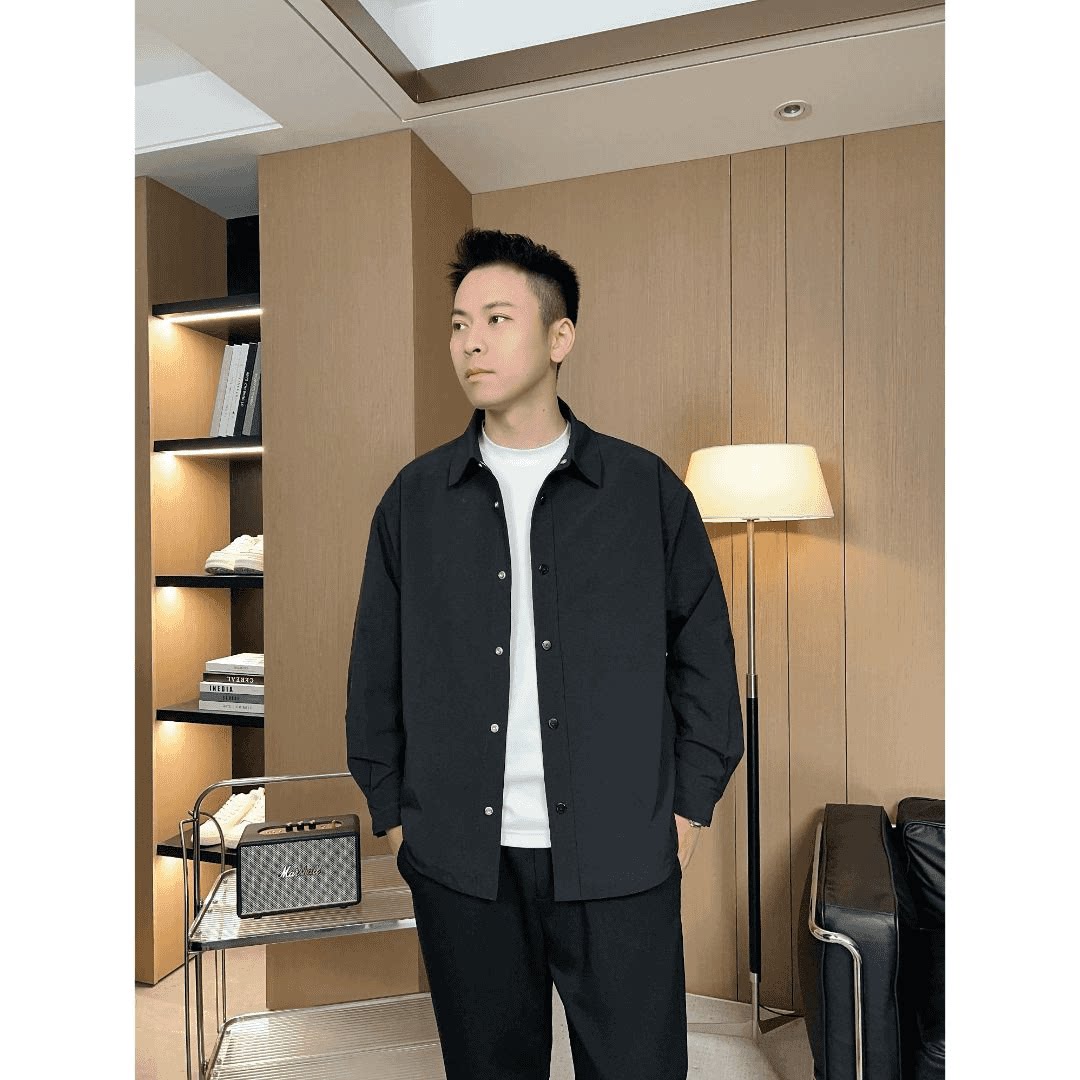 YUCHEN【衬衫外套】男士春秋季衬衫夹克高级感工装上衣百搭纯色