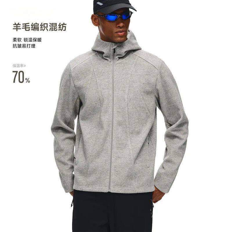 RASS羊毛保暖毛呢结构冲锋衣 春秋防风休闲运动情侣连帽夹克外套