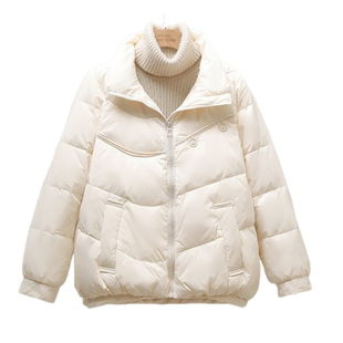 日本优品秋冬轻薄羽绒服女短款 外套 宽松立领白鸭绒保暖面包服新款