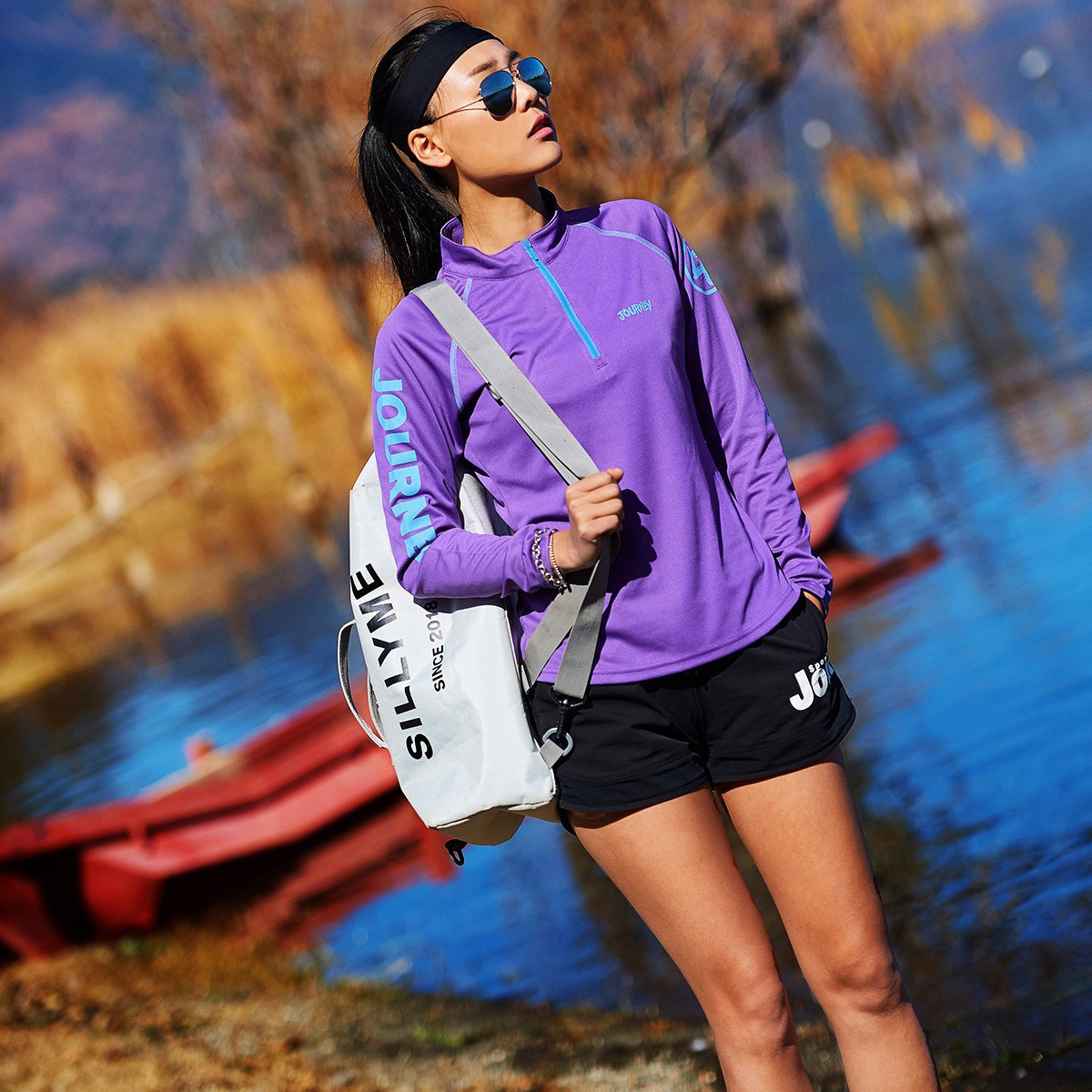 北京森林户外修身弹力百搭原创立领速干快干透气长袖上衣T恤女式,户外/登山/野营/旅行用品,速干T恤,淘宝优惠券,粉丝福利购,淘宝优惠卷